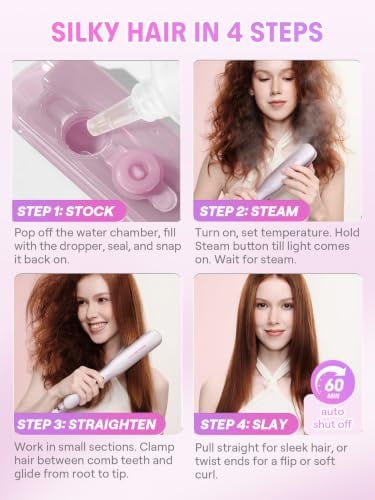 Steam Flat Iron Hair Straightener 1.5 Inch Ceramic with Combs