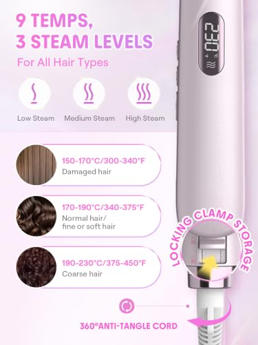 Steam Flat Iron Hair Straightener 1.5 Inch Ceramic with Combs