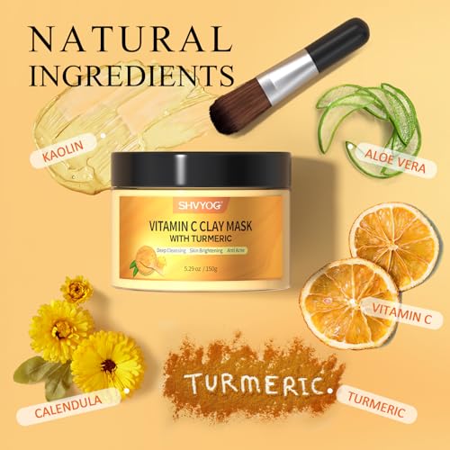 Turmeric Vitamin C Clay Mask with Kaolin Clay for Dull
