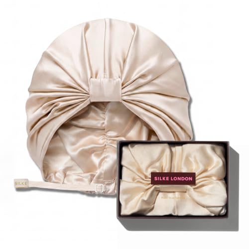 Silk Hair Wrap Bonnet for Women : Double-Lined Champagne Cream