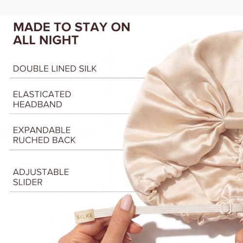 Silk Hair Wrap Bonnet for Women : Double-Lined Champagne Cream
