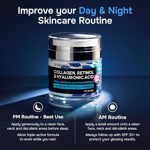 Face Moisturizer Retinol Collagen Hyaluronic Acid Cream 1.7 oz