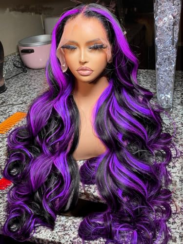 Purple Highlight Lace Front Wig