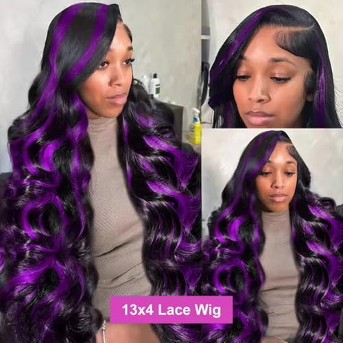 Purple Highlight Lace Front Wig