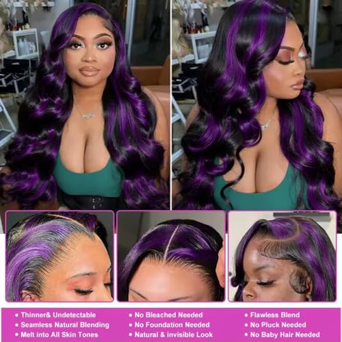 Purple Highlight Lace Front Wig