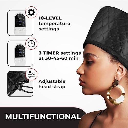 Hair Steamer for Natural Hair 10-Level Heat Cap Deep Conditioning