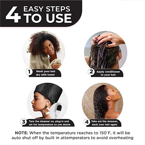 Hair Steamer for Natural Hair 10-Level Heat Cap Deep Conditioning