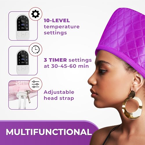 Hair Steamer for Deep Conditioning 10-Level Heating Cap Black Hair