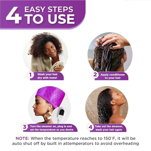 Hair Steamer for Deep Conditioning 10-Level Heating Cap Black Hair