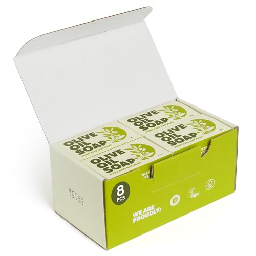 Olive Oil Bar Soap 8 Pack | Made in Greece | Pure Oilve Oil Hand Soap | Moisturizing, Nuorishing and Gentle on Skin, Rich in Antioxidants