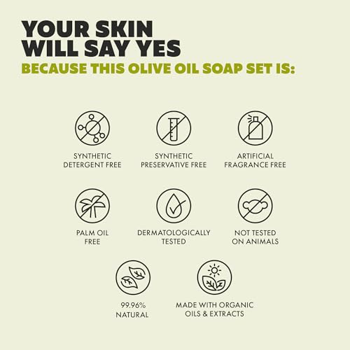 Olive Oil Bar Soap 8 Pack | Made in Greece | Pure Oilve Oil Hand Soap | Moisturizing, Nuorishing and Gentle on Skin, Rich in Antioxidants
