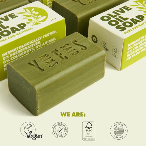 Olive Oil Bar Soap 8 Pack | Made in Greece | Pure Oilve Oil Hand Soap | Moisturizing, Nuorishing and Gentle on Skin, Rich in Antioxidants