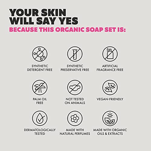Organic Soap Bar (Pack of 8) - Natural Soap Made in Greece | Tripple Milled | Nuorishing Shea Butter, Olive Oil, Lavander and Sandalwood, Aloe Vera & Cucumber Extract