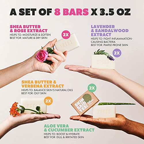 Organic Soap Bar (Pack of 8) - Natural Soap Made in Greece | Tripple Milled | Nuorishing Shea Butter, Olive Oil, Lavander and Sandalwood, Aloe Vera & Cucumber Extract
