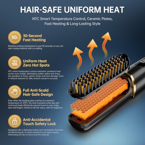 Cordless Hair Straightener Brush Negative Ionic