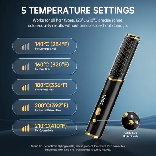 Cordless Hair Straightener Brush Negative Ionic
