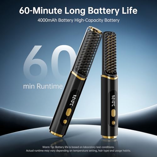 Cordless Hair Straightener Brush Negative Ionic