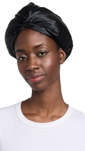 Pure Silk Bonnet, Black - 100% Mulberry Silk | Made with SlipSilk™ | Helps to protect your