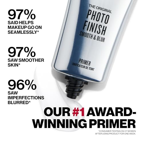 Photo Finish Smooth & Blur Primer | Instantly Smooths Fine Lines and Pores for All Skin Types | Vitamins A & E Makeup Base with Blurring, 1 Fl Oz