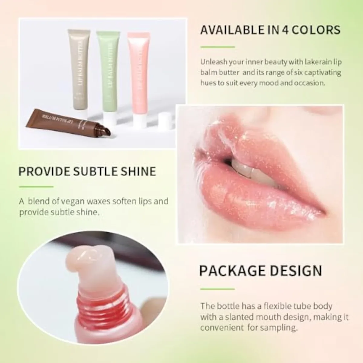 Summer Lip Glossy Butter Lip Balm, Lip Gloss Set, Soothing Lip Skincare, Instant Moisture, Lightweight, Nourish, Hydrate, Moisturizing Tint, Non-Sticky, Long-lasting (Vanilla