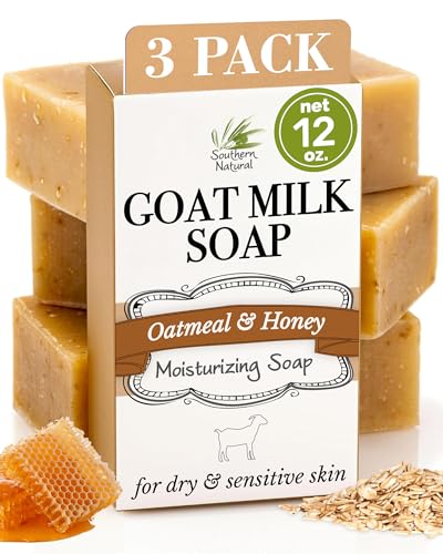 Oatmeal Soap Bar, 3 Pack, Unscented Goat Milk Soap Bars