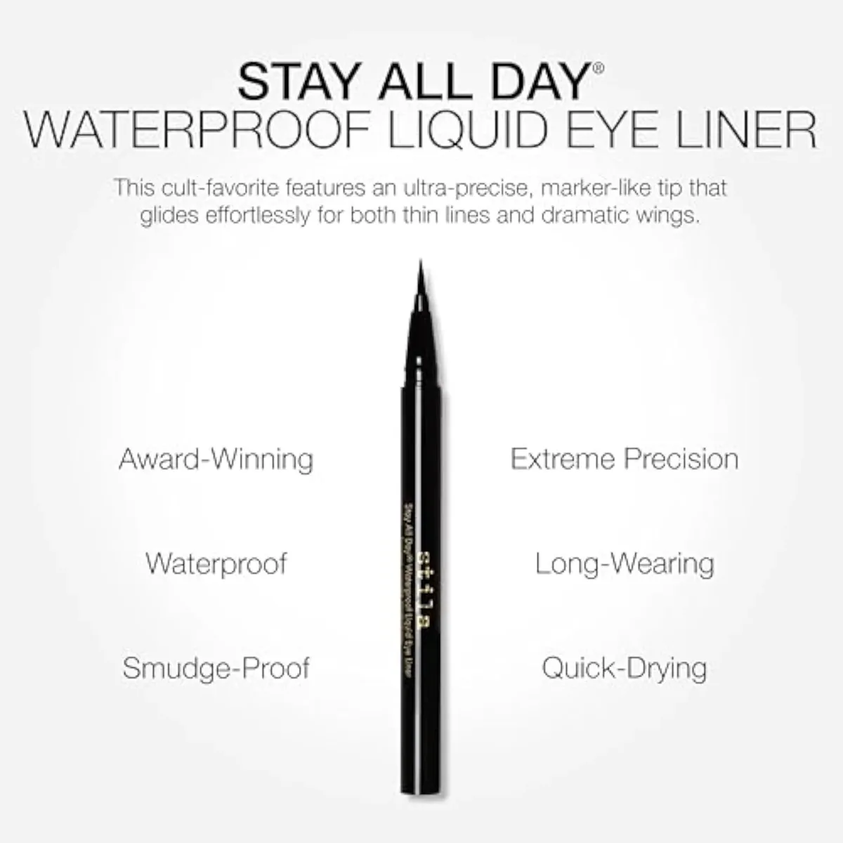 Waterproof Liquid Eye Liner, Stay All Day Makeup with Fine Brush Tip | Lasting Satin Finish, Smudge-Proof & Transfer-Resistant