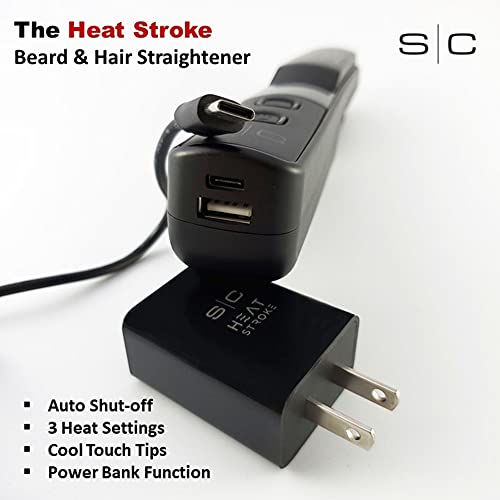 Heat Stroke Cordless Beard & Styling Hot Brush Hair Straightener