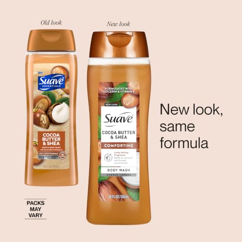 Moisturizing Body Wash, Cocoa Butter and Shea with Vitamin E Extract, No Parabens, No Phtahaltes, 18 Oz Pack of 6