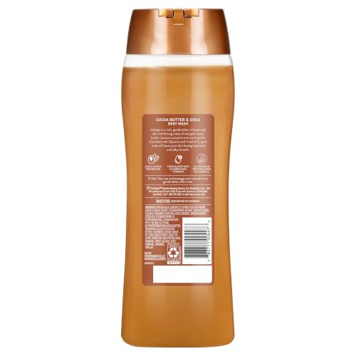 Moisturizing Body Wash, Cocoa Butter and Shea with Vitamin E Extract, No Parabens, No Phtahaltes, 18 Oz Pack of 6