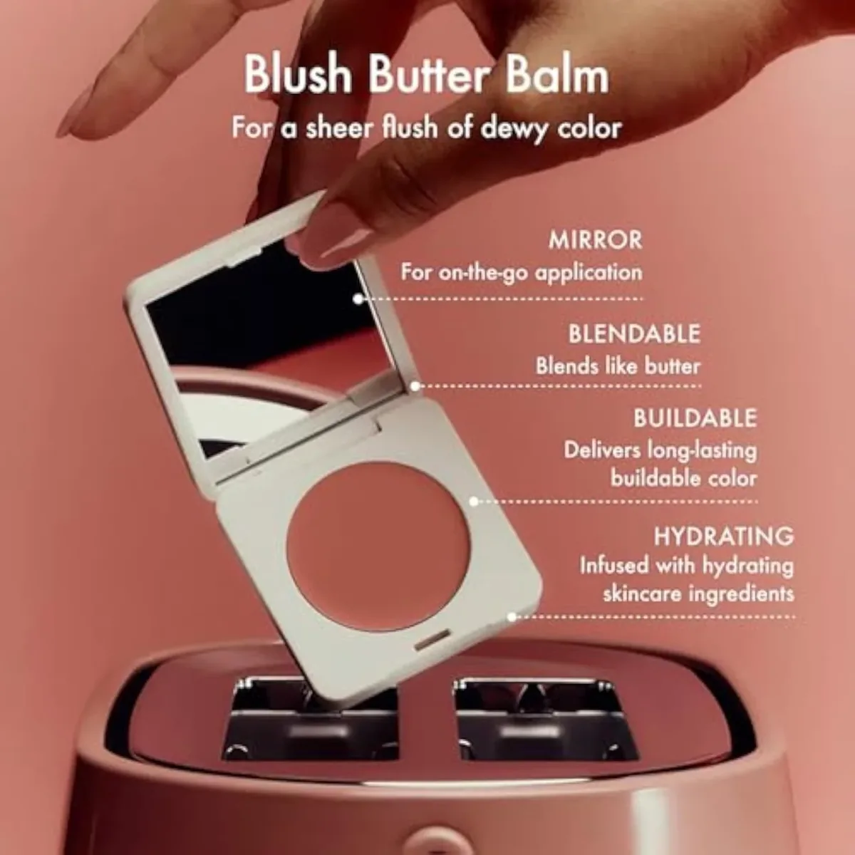 Blush Butter Balm - Skincare-Infused Hydrating Cream Blush with Hyaluronic Acid, Ceramides, & Shea Butter for a Dewy Flush of Color - Cheek and Lip Tint - Toasted Te