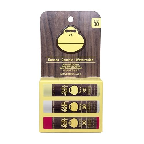 SPF 30 Sunscreen Lip Balm, 3 Flavor Variety Pack - 0.15 oz (3-Pack)