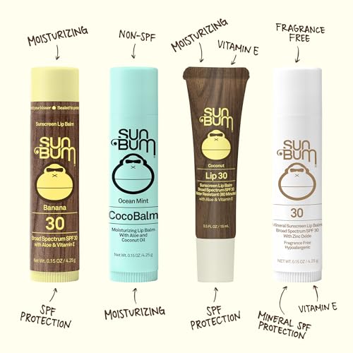 SPF 30 Sunscreen Lip Balm, 3 Flavor Variety Pack - 0.15 oz (3-Pack)