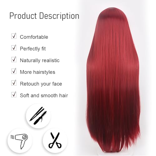 40 Inch Long Red Straight Cosplay Wig