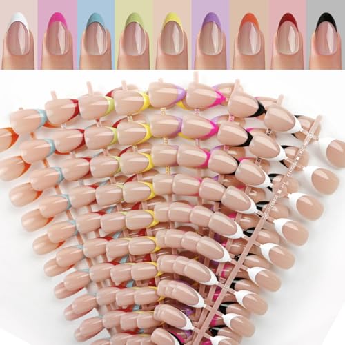 216 Pcs French Tip Press on Nails Kit