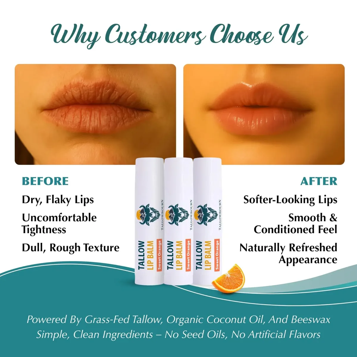 Moisturizing Tallow Lip Balm Peppermint – 3-Pack