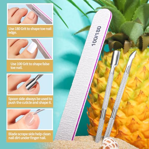 White Press on Toenails for Women with Nail Glue