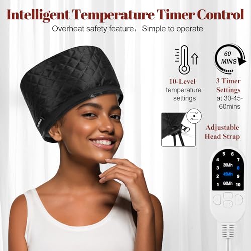 Hair Steamer for Deep Conditioning Upgraded Heat Cap 10-Level 3 Time Settings