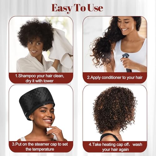 Hair Steamer for Deep Conditioning Upgraded Heat Cap 10-Level 3 Time Settings