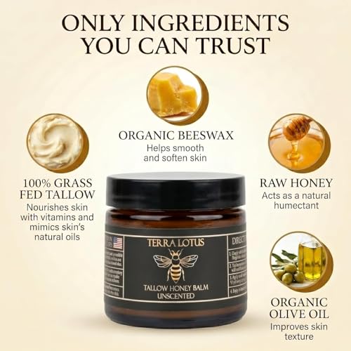 Organic Grass-Fed Beef Tallow Balm with Raw Honey