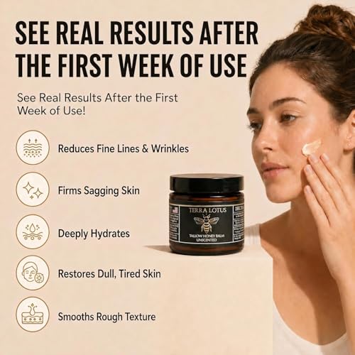 Organic Grass-Fed Beef Tallow Balm with Raw Honey