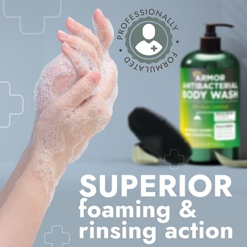 Antibacterial Body Wash with Scrubber for Back Acne, Body Odor & Irritation