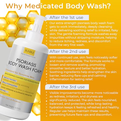 Body Wash Psoriasis Treatment For Skin Foaming Cleanser with Scrubber
