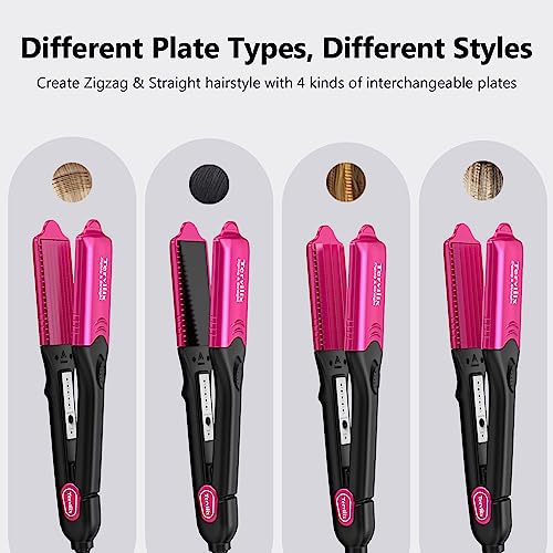 Crimper Hair Iron with 4 Interchangeable Plates Keratin Argan