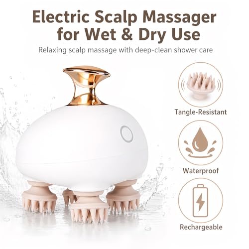 Electric Scalp Massager Waterproof Shampoo Brush for Long Hair