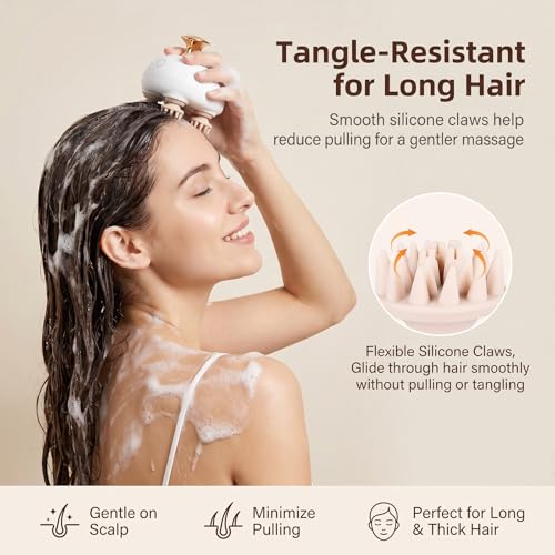 Electric Scalp Massager Waterproof Shampoo Brush for Long Hair