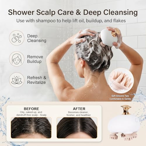 Electric Scalp Massager Waterproof Shampoo Brush for Long Hair