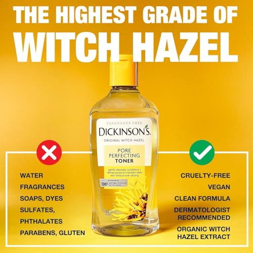 Alcohol-Free, Hydrating Lavender Witch Hazel Facial Toner with Aloe Vera Formula, Vegan, Dermatologist Tested and Recommended, 12 Oz (Packaging May Vary)