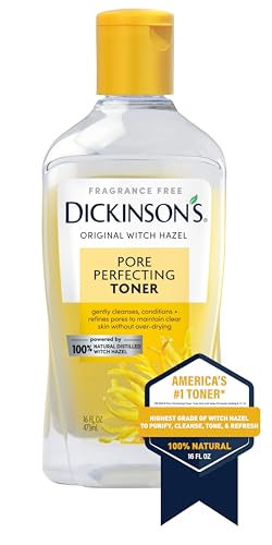 Alcohol-Free, Hydrating, Unscented Witch Hazel Facial Toner with Aloe Vera Formula, Vegan, Dermatologist Tested and Recommended, 12 Oz (Packaging May Vary)