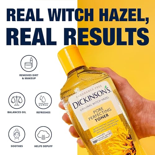 Alcohol-Free, Hydrating, Unscented Witch Hazel Facial Toner with Aloe Vera Formula, Vegan, Dermatologist Tested and Recommended, 12 Oz (Packaging May Vary)