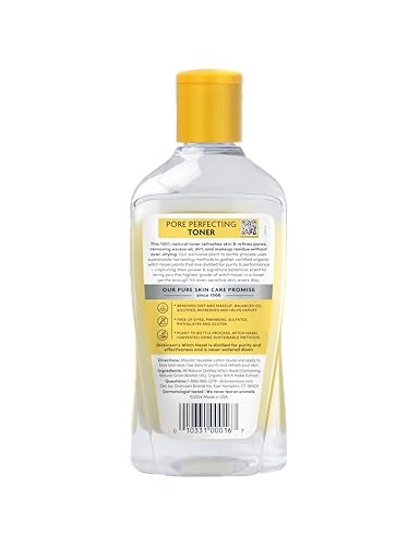 Alcohol-Free, Hydrating, Unscented Witch Hazel Facial Toner with Aloe Vera Formula, Vegan, Dermatologist Tested and Recommended, 12 Oz (Packaging May Vary)